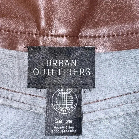 Urban Outfitters Brown Leather High Waist Wide Straight Leg Pants Womens 28 - Picture 4 of 4